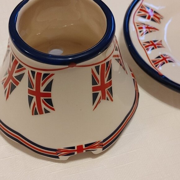 YANKEE CANDLE Jar Shade Hood Vent with Plate Patriotic Flag Pennant Desi… - Picture 3 of 10